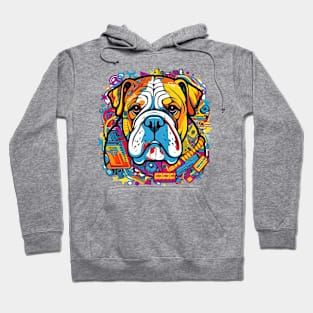 A vibrant Electrician English Bulldog t-shirt design with a retro pop art style Hoodie